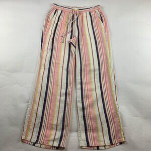 Old Navy Bright Stripe Linen Blend Pull On Wide Leg Lounge Pant S